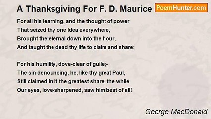 George MacDonald - A Thanksgiving For F. D. Maurice