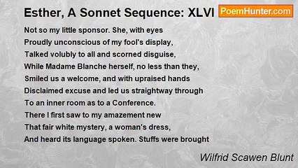 Wilfrid Scawen Blunt - Esther, A Sonnet Sequence: XLVI