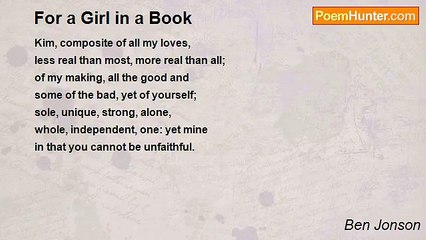 Ben Jonson - For a Girl in a Book