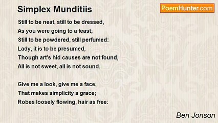 Ben Jonson - Simplex Munditiis
