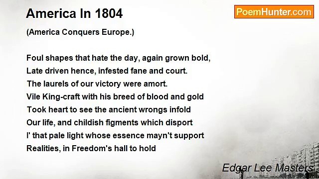 Edgar Lee Masters - America In 1804