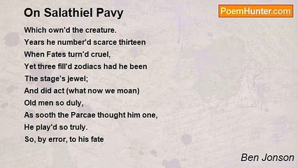 Ben Jonson - On Salathiel Pavy