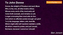 Ben Jonson - To John Donne