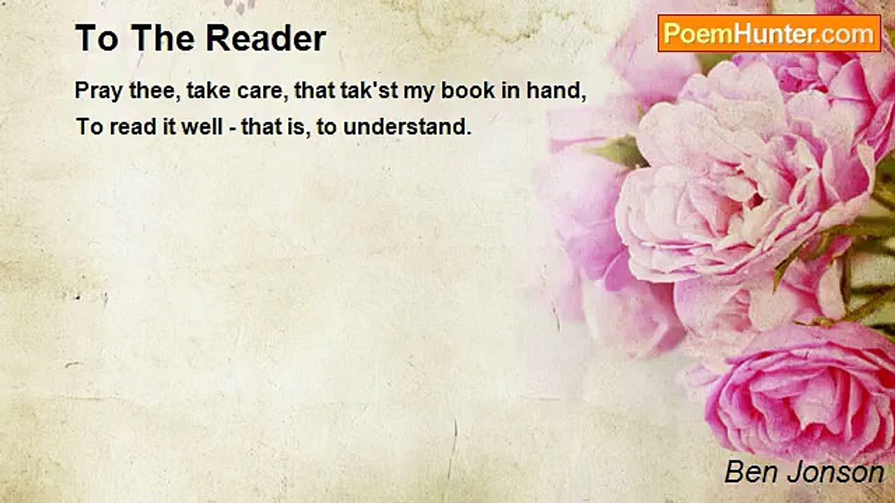 Ben Jonson - To The Reader