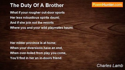 Charles Lamb - The Duty Of A Brother
