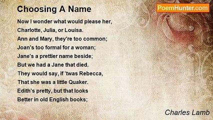 Charles Lamb - Choosing A Name