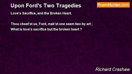Richard Crashaw - Upon Ford's Two Tragedies
