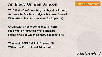 John Cleveland - An Elegy On Ben Jonson