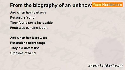 indira babbellapati - From the biography of an unknown woman: I