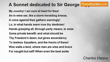 Charles Harpur - A Sonnet dedicated to Sir George Gipps