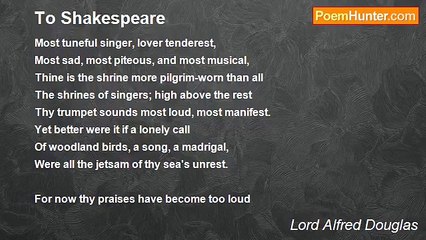 Lord Alfred Douglas - To Shakespeare
