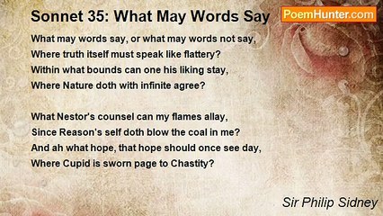 Sir Philip Sidney - Sonnet 35: What May Words Say