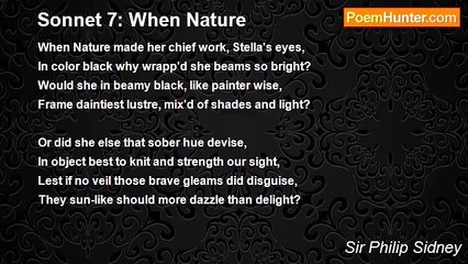 Sir Philip Sidney - Sonnet 7: When Nature