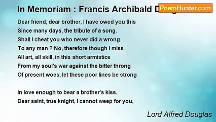 Lord Alfred Douglas - In Memoriam : Francis Archibald Douglas