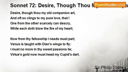 Sir Philip Sidney - Sonnet 72: Desire, Though Thou My Old Companion Art