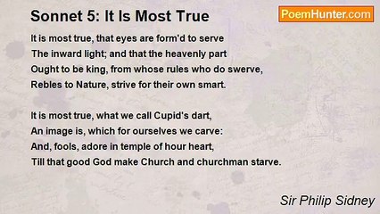 Sir Philip Sidney - Sonnet 5: It Is Most True