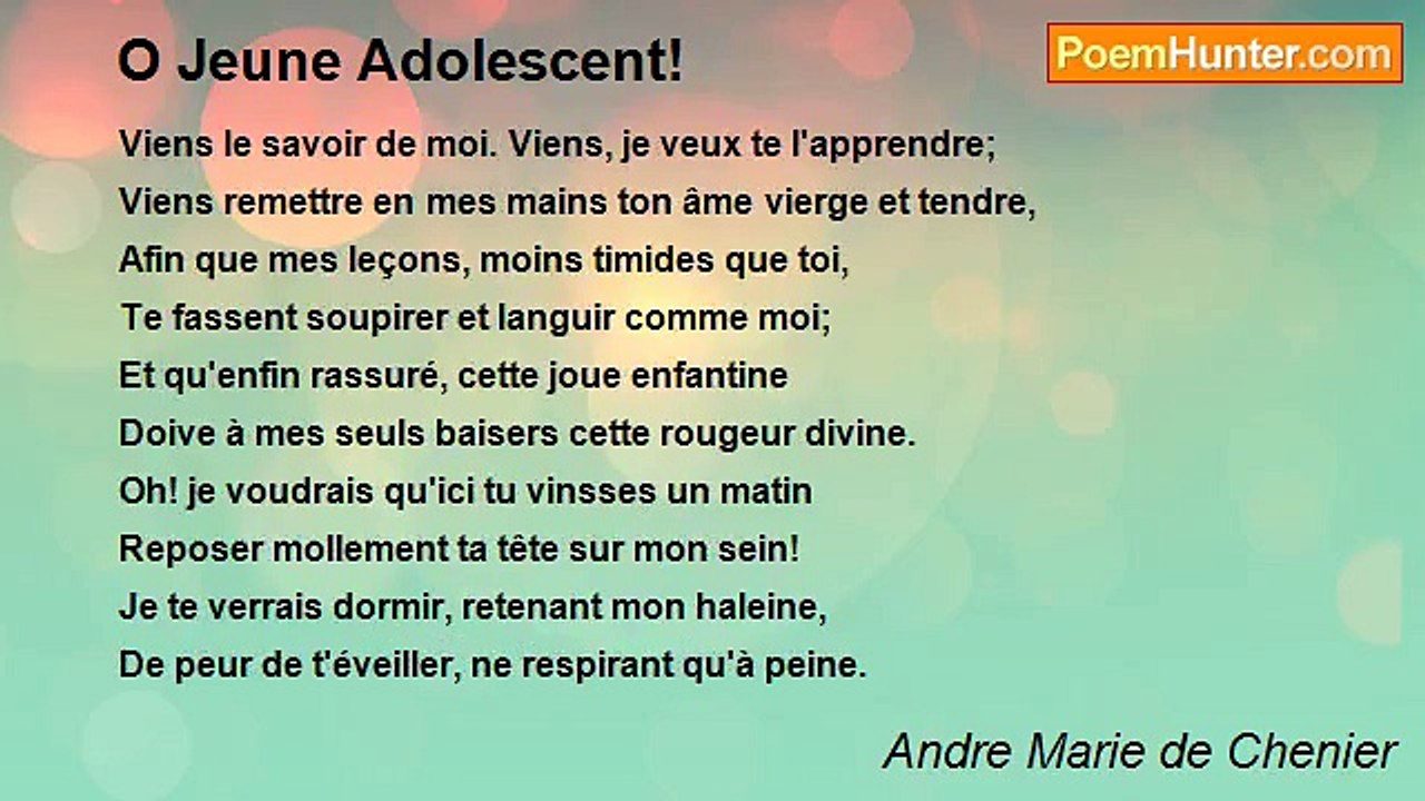 Andre Marie de Chenier - O Jeune Adolescent!