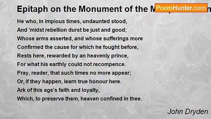 John Dryden - Epitaph on the Monument of the Marquis of Winchester