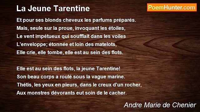 Andre Marie de Chenier - La Jeune Tarentine