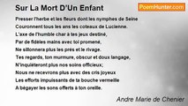 Andre Marie de Chenier - Sur La Mort D’Un Enfant