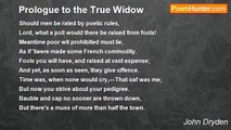 John Dryden - Prologue to the True Widow