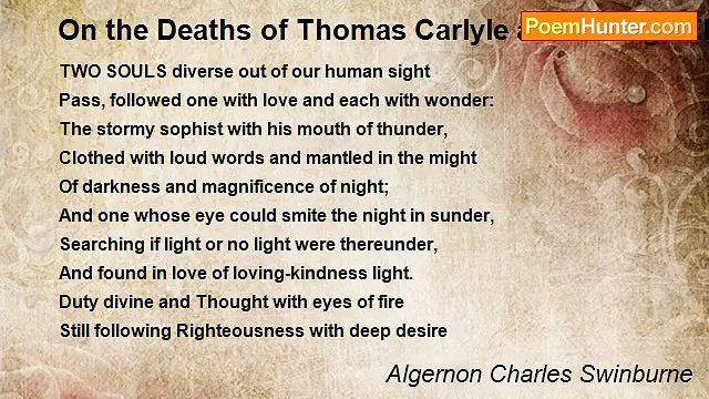 Algernon Charles Swinburne - On the Deaths of Thomas Carlyle and George Eliot: Sonnets
