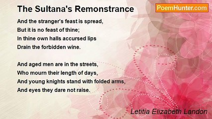Letitia Elizabeth Landon - The Sultana's Remonstrance