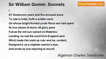Algernon Charles Swinburne - Sir William Gomm: Sonnets