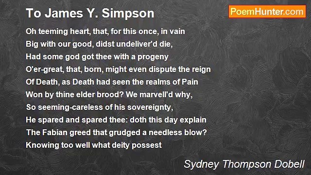Sydney Thompson Dobell - To James Y. Simpson