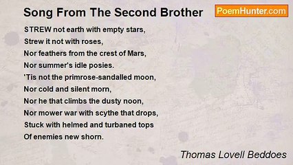 Thomas Lovell Beddoes - Song From The Second Brother
