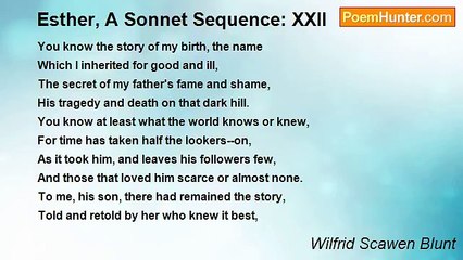 Wilfrid Scawen Blunt - Esther, A Sonnet Sequence: XXII