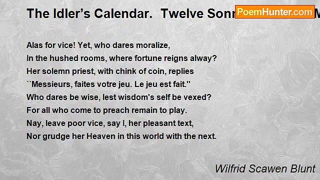 Wilfrid Scawen Blunt - The Idler’s Calendar. Twelve Sonnets For The Months. October