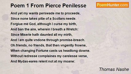 Thomas Nashe - Poem 1 From Pierce Penilesse