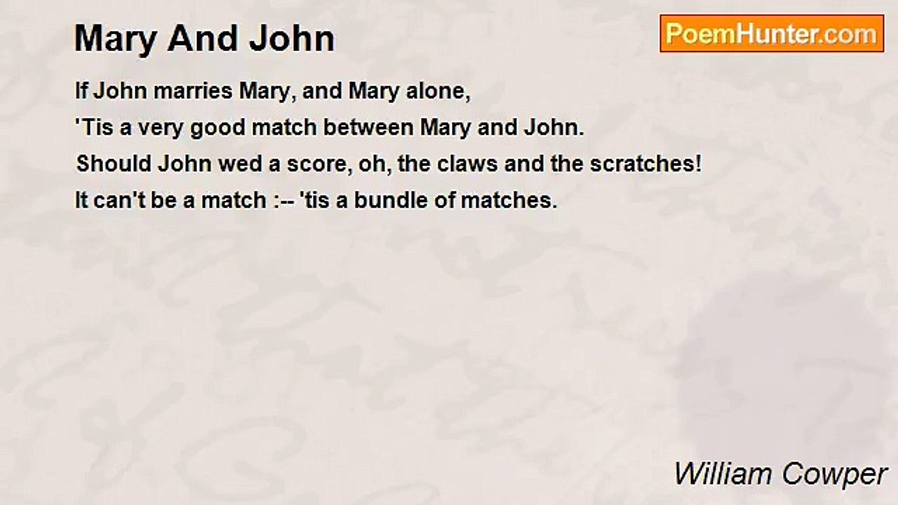 William Cowper - Mary And John