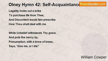 William Cowper - Olney Hymn 42: Self-Acquaintance