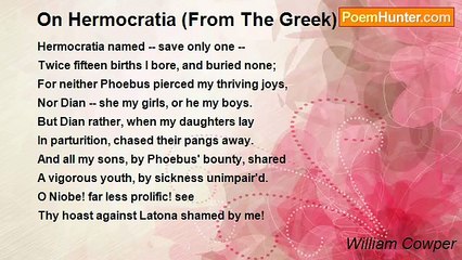William Cowper - On Hermocratia (From The Greek)