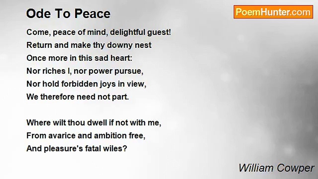 William Cowper - Ode To Peace