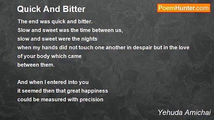 Yehuda Amichai - Quick And Bitter