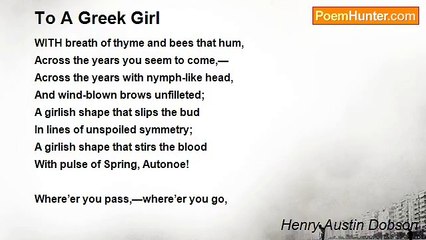 Henry Austin Dobson - To A Greek Girl