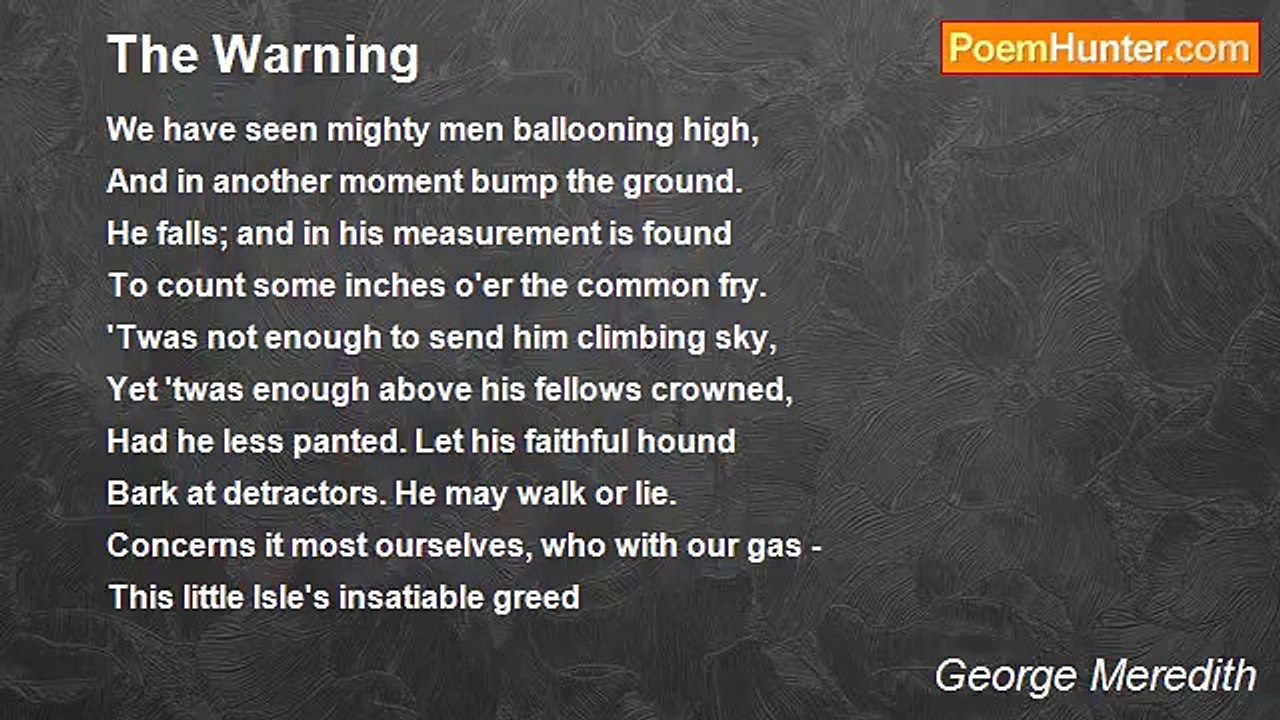 George Meredith - The Warning
