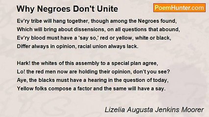 Lizelia Augusta Jenkins Moorer - Why Negroes Don't Unite