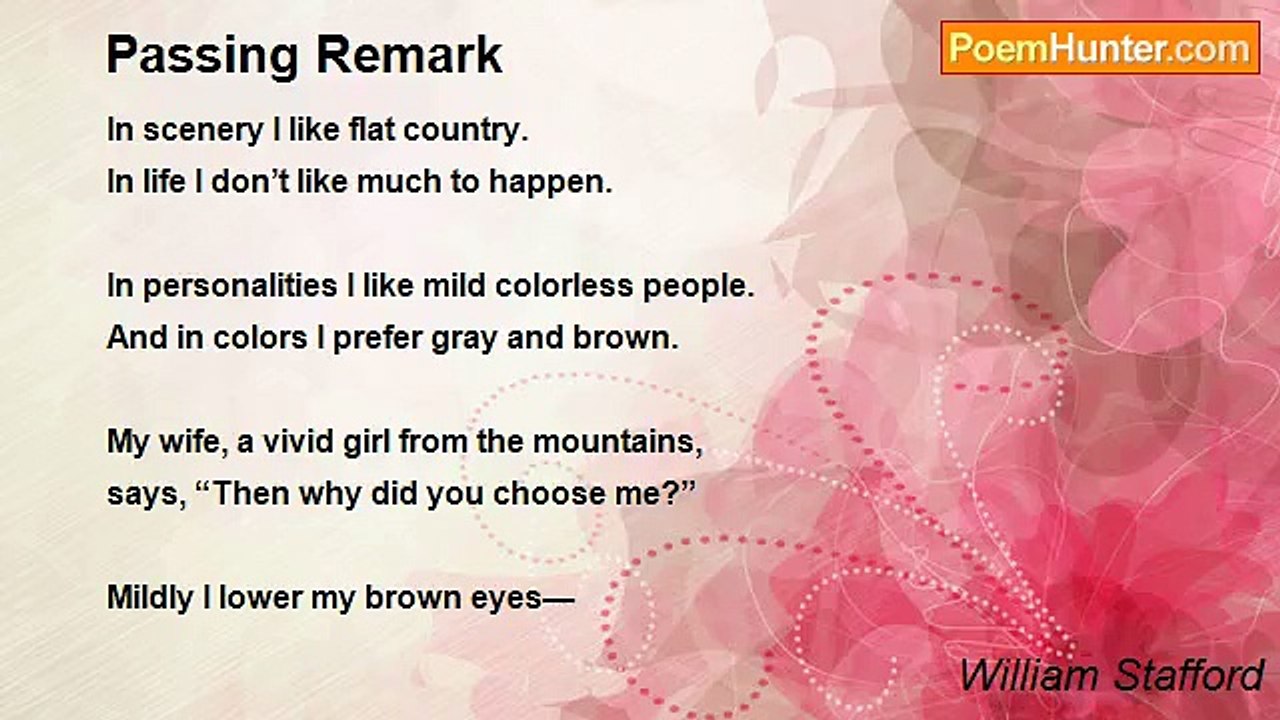 William Stafford - Passing Remark