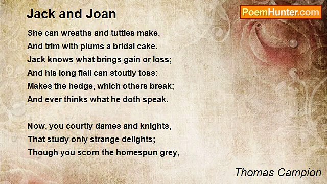 Thomas Campion - Jack and Joan