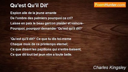 Charles Kingsley - Qu'est Qu'il Dit'