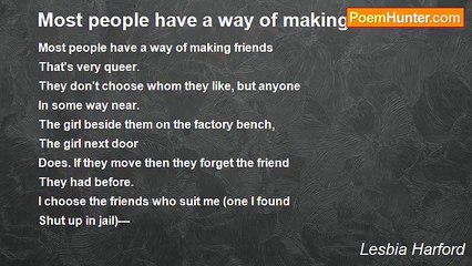 Lesbia Harford - Most people have a way of making friends