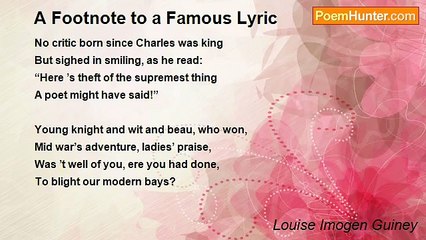 Louise Imogen Guiney - A Footnote to a Famous Lyric