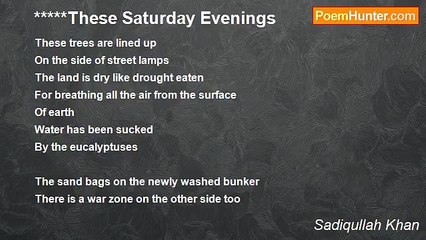 Sadiqullah Khan - These Saturday Evenings