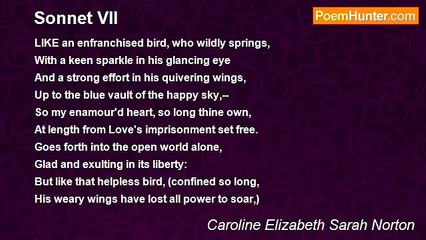 Caroline Elizabeth Sarah Norton - Sonnet VII