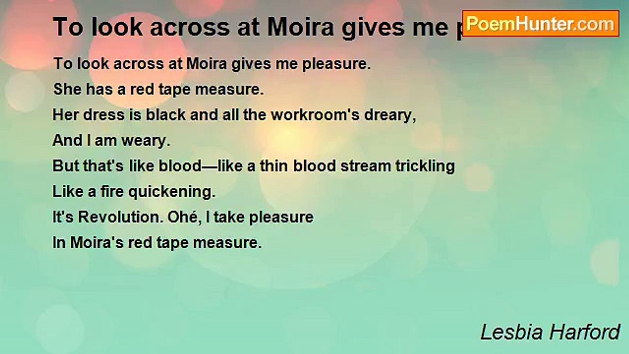 Lesbia Harford - To look across at Moira gives me pleasure