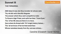 Caroline Elizabeth Sarah Norton - Sonnet III
